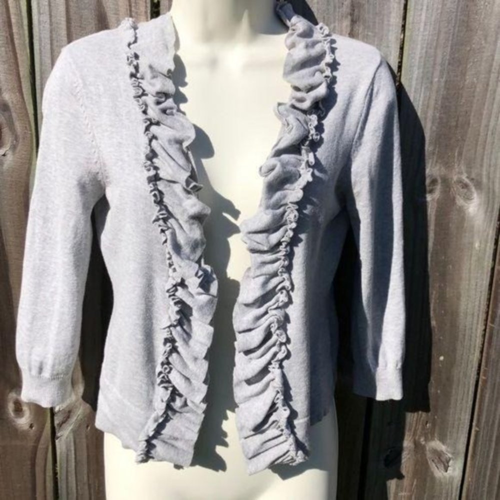 Anthropologie Tabitha Small Cardigan Sweater 3/4 Sleeve Gray Swift Current Top